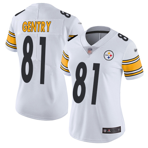 Women Pittsburgh Steelers Football #81 Limited White Zach Gentry Road Vapor Untouchable Nike NFL Jersey
